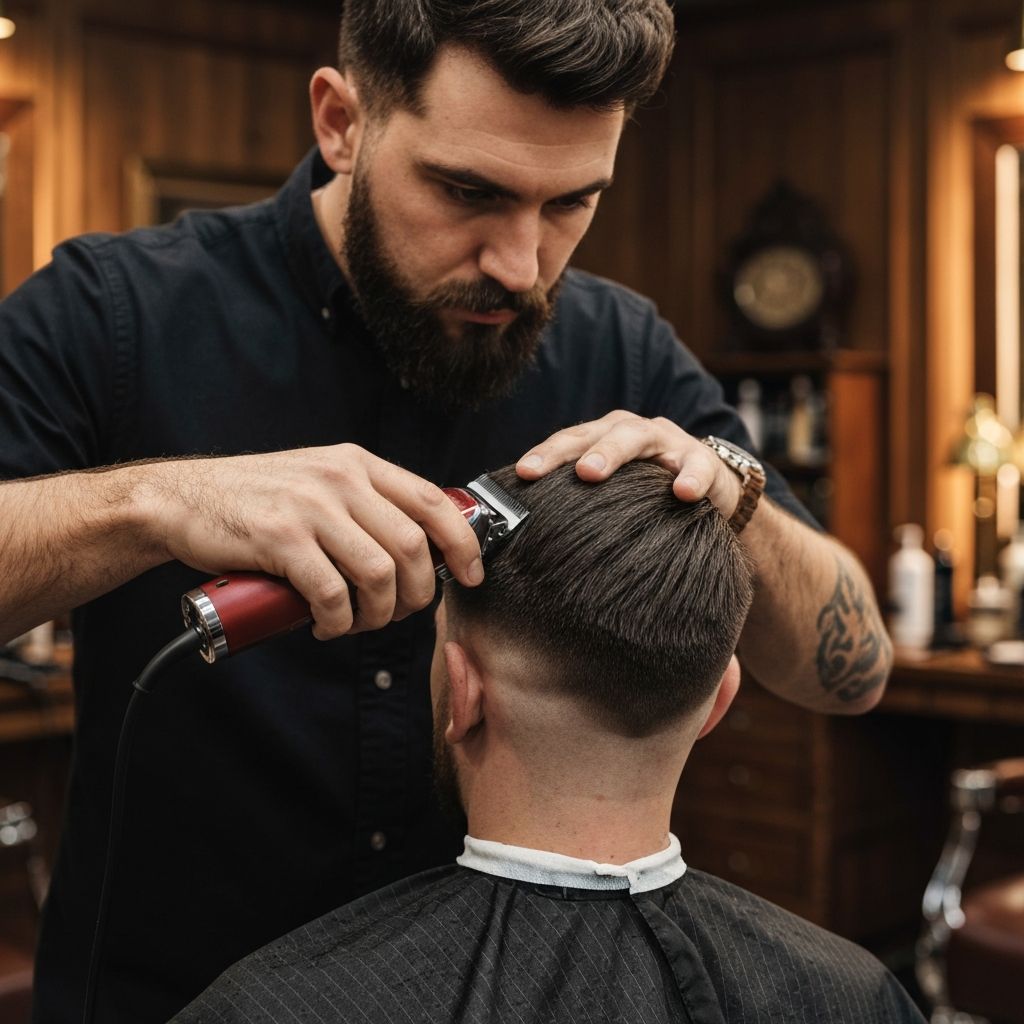 Professional haircut in progress